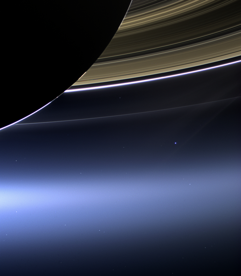 Cassini's pale blue dot image of earth from the rings of saturn