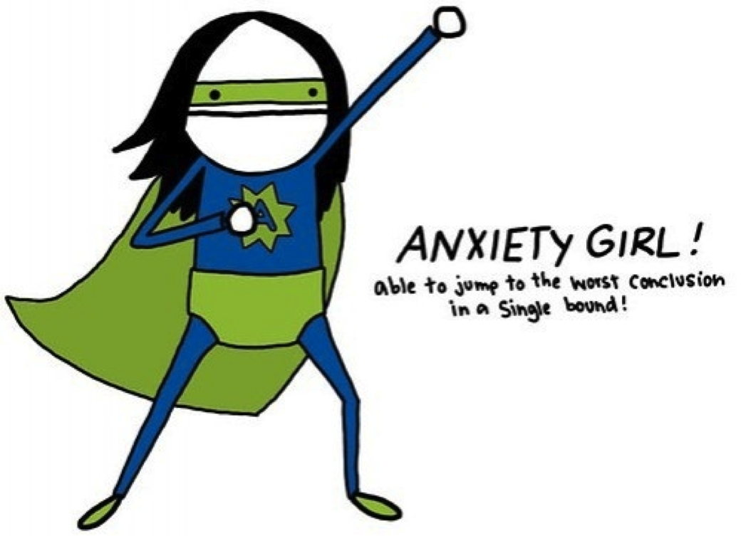 cartoon drawing of anxiety girl