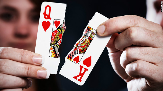 playing card ripped in half