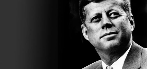 black and white photo of John F. Kennedy